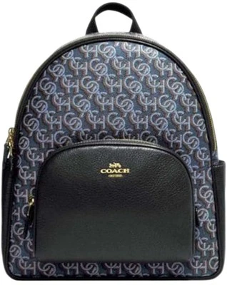Coach Court Monogram Navy Pebbled Leather Backpack - Image 1 of 4