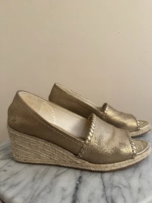 Sandalias de cuña Jack Rogers doradas con punta abierta alpargata para mujer talla 8,5 preppy Foto 1 de 4