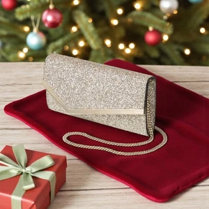 895 $ Jimmy Choo Emmie Clutch Schultertasche Glitzer Tasche - Bild 1 von 24
