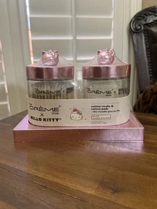 The Creme Shop Hello Kitty Reusable Glass Jar Duo Cotton Swabs Cotton Pads Pink - Picture 1 of 7