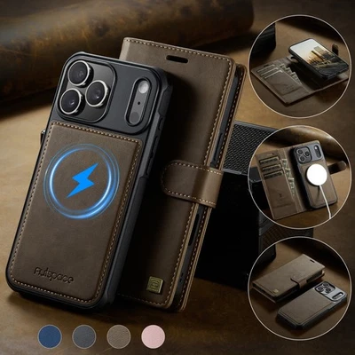 Detachable Magsafe Leather Wallet Flip Case For iPhone 17 16 15 14 13 12 Pro Max