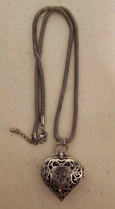 Bisutería Collar Corazón Reloj Tono Plata 22" Cadena - Imagen 1 de 6