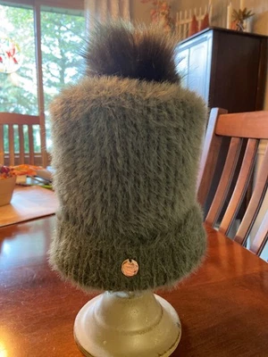 Express Super Fuzzy Winter Hat with Green Faux Fur PomPom NWOT - Image 1 of 3