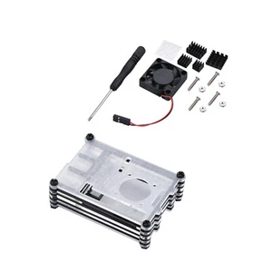 Clear 9 Layers Case with Cooling Fan Heatsink Screwdriver For Raspberry Pi 4B A - Photo 1/11
