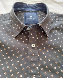 Men's Crew Formal -School -Casual Shirt - Black w/White & Orange Flecks - Small - Picture 1 of 12