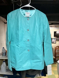 Chadwick Turquoise Leather Blazer Size 14 - Picture 1 of 6