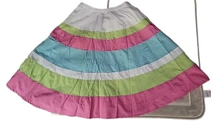 Gymboree Palm Springs pink, aqua, blue, green, lined, tiered skirt  Stripe 7 - Picture 1 of 6
