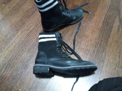 Botas de Combate Blondo Mujer 6 Cuero Negro Con Cordones Impermeable Foto 1 de 3