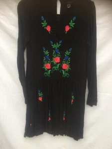 ATMOSPHERE BLACK EMBROIDERED LONG SLEEVED SHORT DRESS/TUNIC SIZE 6 - Picture 1 of 5