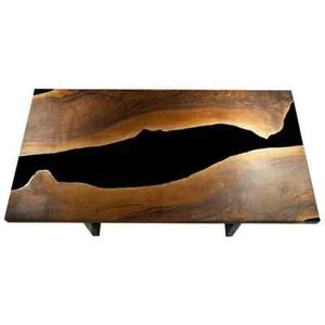 48 Zoll x 24 Zoll maßgeschneidert schwarz Epoxidharz Holz Fluss Stil Center Esstischplatte - Bild 1 von 2