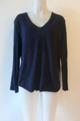 Женщин 360 свитер темно-синий v-образным вырезом хлопок свитер L * - Изображение 1 из 4