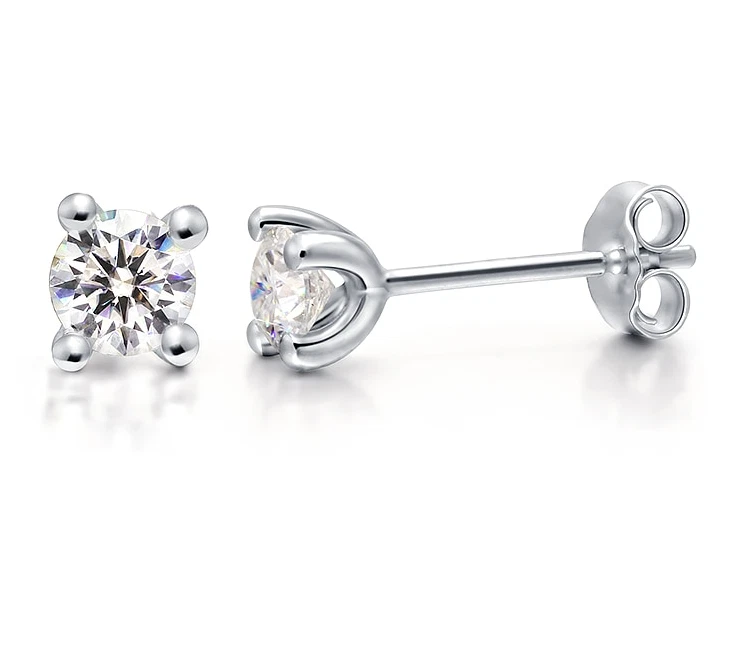 4Prong 0.6CT 3mm Moissanite Stud Earrings 925 Sterling Silver Women Jewel No GRA - Image 1 of 4