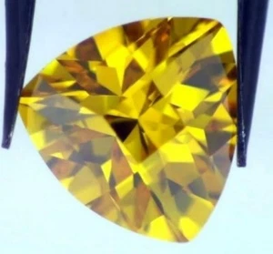 ZIRKONIA CITRIN FARBE 10 MM TRILLION CUT SCHACHBRETT TOP - Bild 1 von 1