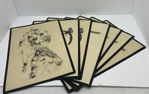 Lote de 7 manteles originales esquimales antiguos de Maryse 1971 de colección - Imagen 1 de 14