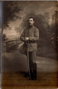 Preußische Armee Postkarte Militär Säbel Offizier ? AK Echtfoto RPPC - Bild 1 von 2