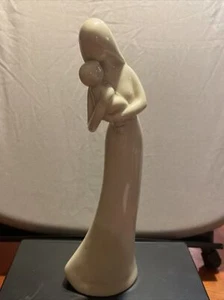 Statuina ceramica mamma e bambino con accenti oro 9 1/2 decorazione casa NUOVA - Foto 1 di 8
