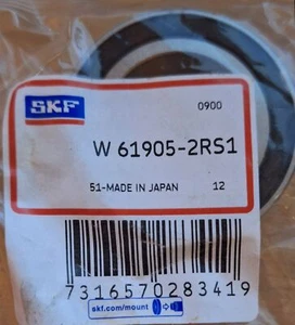SKF W 61905-2RS1 Stainless Steel Sealed Deep Groove Ball Bearing - Bild 1 von 1