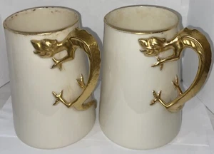 "JUEGO DE 2 TAZAS JARRA DE PORCELANA LENOX EE. UU. CON MANGO DORADO DRAGÓN/LAGARTO-6""" - Imagen 1 de 14
