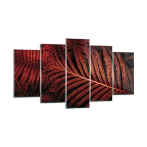 Quadro su Vetro 160x85cm Rosso foglie palme Stampe Immagini Moderni Murale - Foto 1 di 10