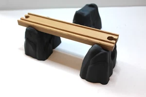 Wooden Railway Bridge Rock Pier, Compatible w/Thomas the Train & Chuggington - Picture 1 of 4