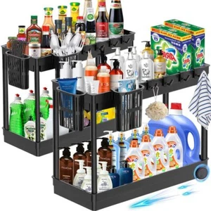 2 Stück Unter Waschbecken Regal 2 Etagen Spülschrank OrganizerKüchen Organize... - Bild 1 von 7