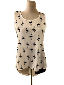 white hi-lo sleeveless lightweight open back flamingo blouse size Sm - Picture 1 of 12