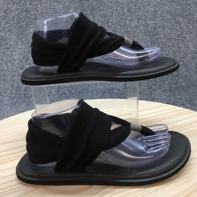 Sanuk Sandals Womens 9 Yoga Sling 2 Flip Flop Slingback Flats SWS10001 Black - Image 1 of 4