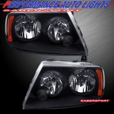 Pair OE Style Black Headlights (Halogen Ver.) for 2003-2006 Lincoln Navigator - Image 1 of 2