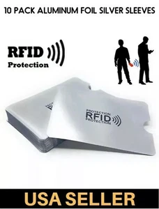 10 Pack of Safety Sleeves RFID Protectors Identity Theft &Credit Card Protection - Picture 1 of 12