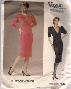 Vogue Designer Sewing Pattern 1585, Ungaro Vintage Dress, Size 10 - Picture 1 of 2