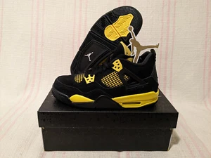Nike Air Jordan 4 Retro Thunder Black Yellow White 408452 017 Shoe Size 6Y /7.5W - Picture 1 of 13