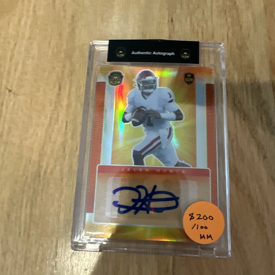2021 Super Glow Sports  Autograph Orange Jalen Hurts 039 /100  - Image 1 of 2