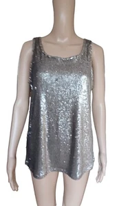 Cupcakes and Cashmere Womens Sleeveless Top Gold Sequins Scoop Neck Small  - Picture 1 of 11
