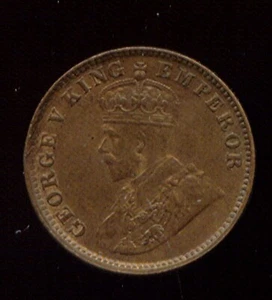 INDIA 1918 1/4 ANNA AU (G755) BRONZE - Picture 1 of 2