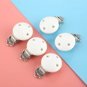 5pc Various Color Wooden Baby Pacifier Clips Safety Infant Soother Clasps 3 Hole - Picture 1 of 18