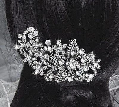 Accessori Per Abiti Da Sposa In Cristallo Con Strass Pettine Da Sposa Argento - Immagine 1 di 2
