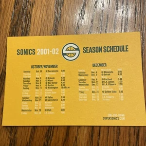 2001-02 Seattle Sonics Pocket Spielplan Karte - Bild 1 von 2