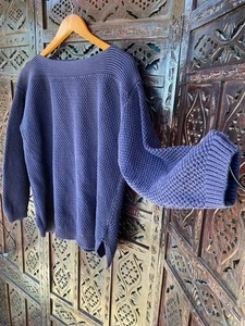 Suéter Grueso 100 Algodón LRL Talla M Cuello Barco Azul Marino Clásico Preppy Para Mujer - Imagen 1 de 12