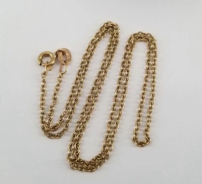 "Collar de cadena cable de oro amarillo de 14 quilates de 15"" - 2,4 g - clásico y elegante cierre de resorte" Foto 1 de 4