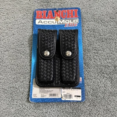 NOS Bianchi 7902 Double Mag Pouch 10mm/.45 Stacked Size 1 Basket Weave - Image 1 of 3