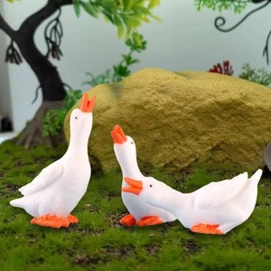3Pcs Goose Figurines Sculptures Tiny Animals Decoration Ornament DIY Animals - Picture 1 of 5