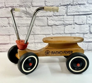 Vintage Radio Flyer Kids Ride On Wooden Scooter Scoot Around Maple Wood Along - Picture 1 of 10