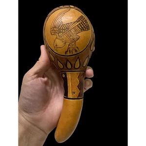 Handgeschnitzter Kürbis Maraca Rasseln Schlaginstrument Vogel Kunst Dekor - Bild 1 von 5