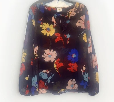 Blusa transparente con volantes florales colorida Juliet #3859 talla M campesina CAbi para mujer Foto 1 de 4