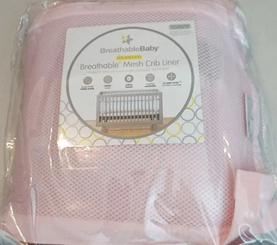 BreathableBaby Breathable Mesh Crib Liner – Classic Collection – Light Pink  - Image 1 of 3