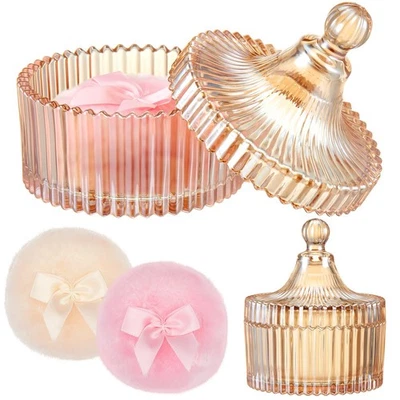 Juego de 2 piezas de soplo y contenedor de polvo corporal grande reutilizable terciopelo rostro cuerpo brillo Foto 1 de 4