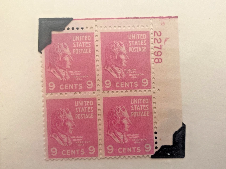 US 9 Cent William Harrison stamps of  1938, Scott #814, Block Of 4, MNH/OG/VF. - Image 1 of 1