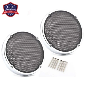Fit for Harley Touring 1983-2023 Chrome 6.5" Saddlebag Lid Speaker Grill Covers - Picture 1 of 17