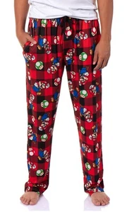 Super Mario Men's Buffalo Plaid Mario Power Up Lounge Sleep Pajama Pants - Picture 1 of 4