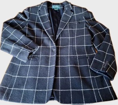 Vintage LAUREN Ralph Lauren Women's Wool Black N White Lined Blazer Size 16 - Image 1 of 4